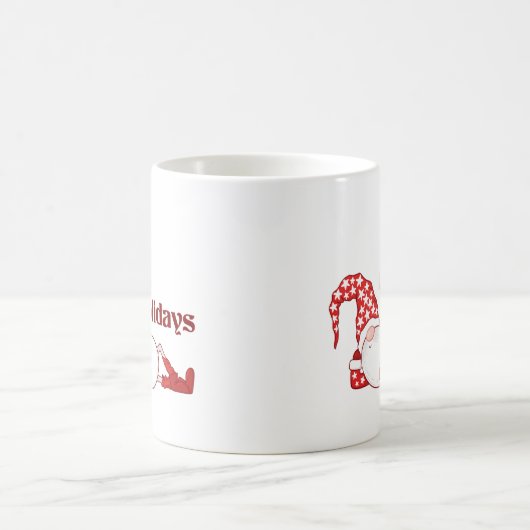 Sleeping Gnome Happy Holidays Funny Koffiemok (Center)