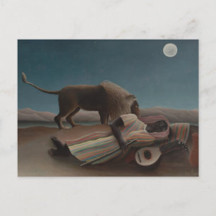 Sleeping Gypsy by Henri Rousseau, Vintage Art Briefkaart