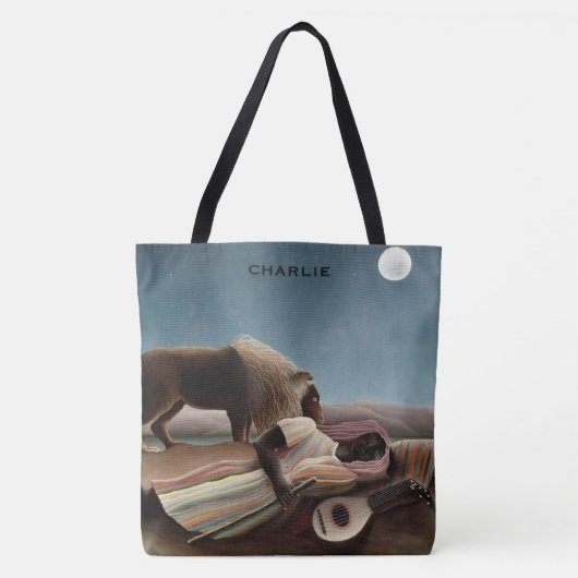 "Sleeping Gypsy" kunst aangepaste monogram zakken Tote Bag (Voorkant)
