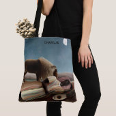 "Sleeping Gypsy" kunst aangepaste monogram zakken Tote Bag (Dichtbij)