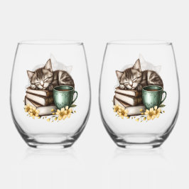 Sleeping Kat Kostbaar Kat Wijnglas Zonder Voet