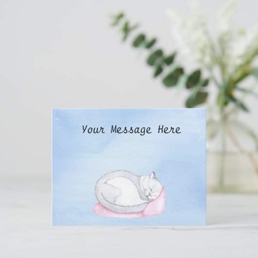 Sleeping Kitten Illustratie Briefkaart (Staand voorkant)