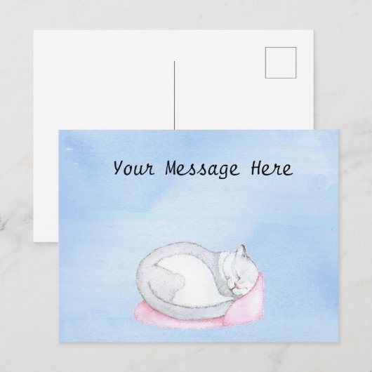 Sleeping Kitten Illustratie Briefkaart (Voorkant / Achterkant)