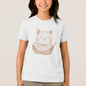 Sleeping Kitten in Cozy Basket Illustration Tri-Blend Shirt (Voorkant)