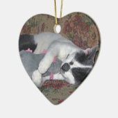 Sleeping Kitten Keramisch Ornament (Links)