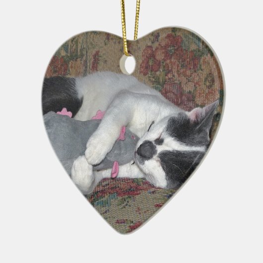 Sleeping Kitten Keramisch Ornament (Links)