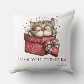 Sleeping Kitten Love You Fur-Ever Throw Pillow Kussen