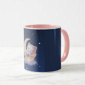 Sleeping Kitten on Moon – Cute Kawaii Cat Mug Mok (Voorkant rechts)