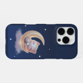 Sleeping Kitten on Moon – Cute Kawaii Phone Case iPhone Hoesje (Achterkant horizontaal)