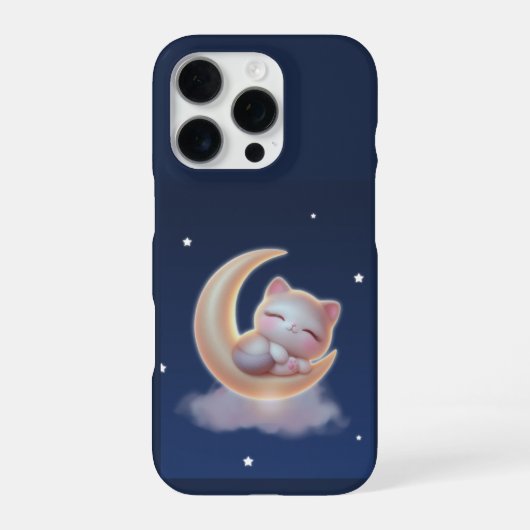 Sleeping Kitten on Moon – Cute Kawaii Phone Case iPhone Hoesje (Achterkant)