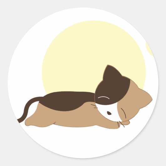Sleeping Kitten Ronde Sticker (Voorkant)