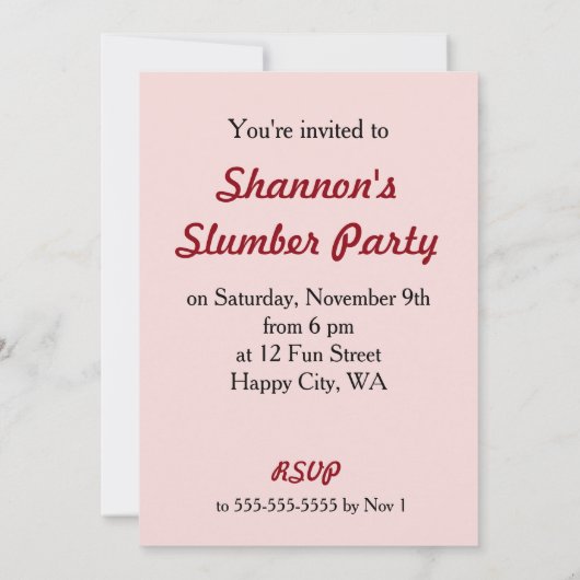 Sleeping Kitten Slumber Party Sleepover Invitation Kaart (Achterkant)