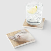 Sleeping Kitten Stenen Onderzetter (Zijkant)