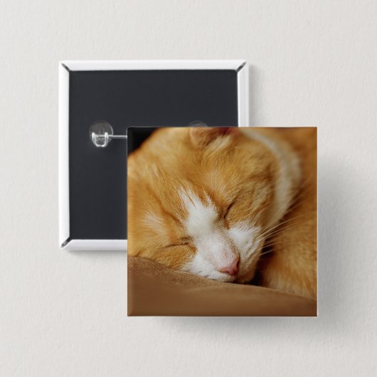Sleeping Kitten Vierkante Button 5,1 Cm (Voorkant /achterkant)