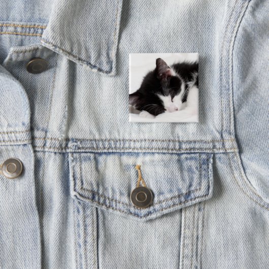 Sleeping Kitten Vierkante Button 5,1 Cm (In situ)
