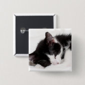 Sleeping Kitten Vierkante Button 5,1 Cm (Voorkant /achterkant)