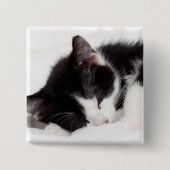 Sleeping Kitten Vierkante Button 5,1 Cm (Voorkant)