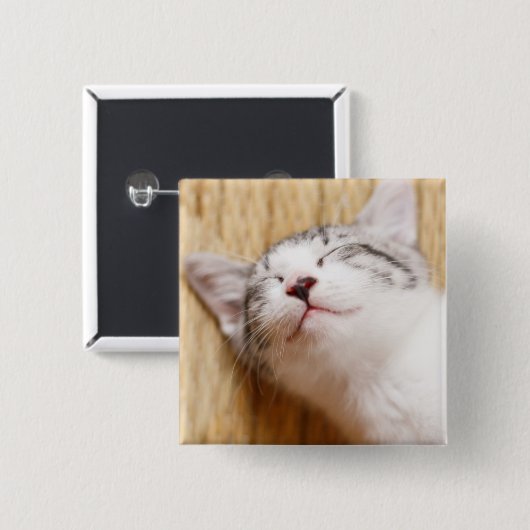 Sleeping Kitten Vierkante Button 5,1 Cm (Voorkant /achterkant)