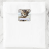 Sleeping Kitten Vierkante Sticker (Tas)