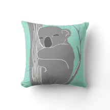 Sleeping Koala Gray en Mint Pillow