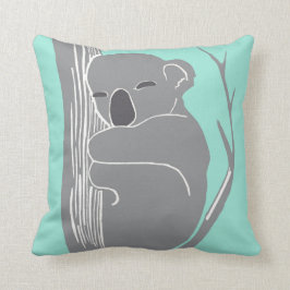 Sleeping Koala Gray en Mint Pillow Kussen