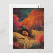 Sleeping Lady onder het Zee Surreal Mixed Media Briefkaart (Voorkant / Achterkant)
