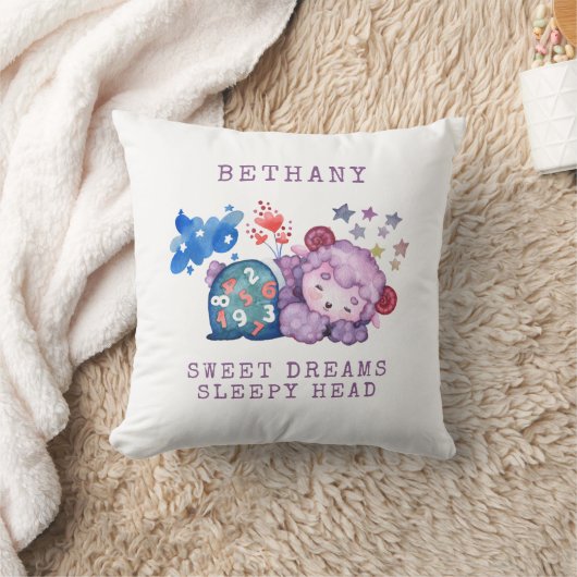 Sleeping Lamb Sweet Dreams Sleepy Head Name Kussen (Deken)