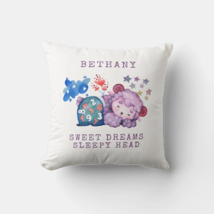Sleeping Lamb Sweet Dreams Sleepy Head Name Kussen