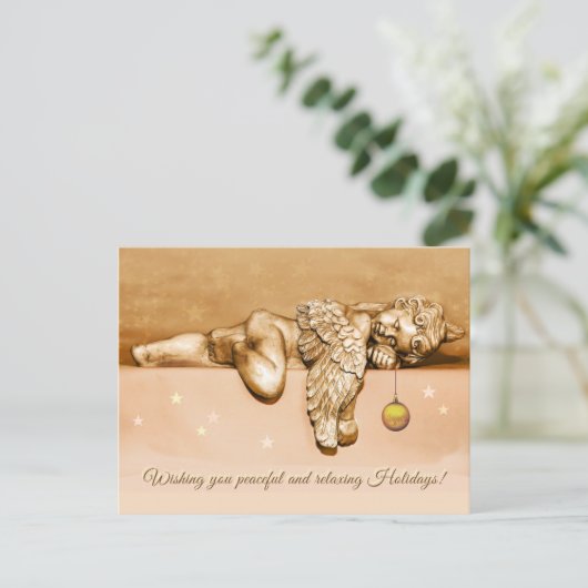 Sleeping Little Holiday Angel Feestdagenkaart (Staand voorkant)