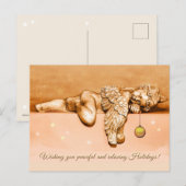 Sleeping Little Holiday Angel Feestdagenkaart (Voorkant / Achterkant)