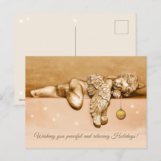 Sleeping Little Holiday Angel Feestdagenkaart (Voorkant / Achterkant)