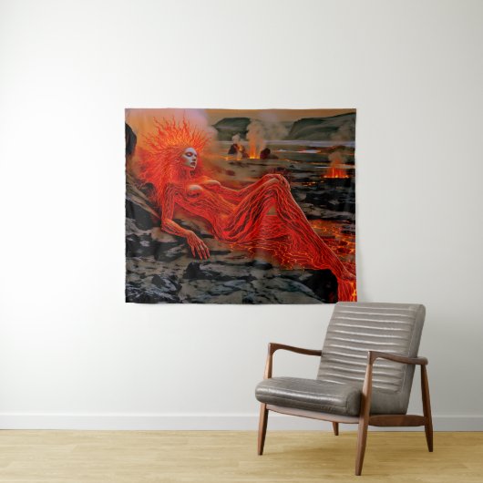 Sleeping Magma - Vulkanisch vrouwenportret Wandkleed (In Situ (horizontaal))