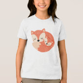 Sleeping Mama Fox with Baby Cub Illustration Tri-Blend Shirt (Voorkant)