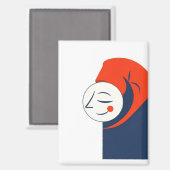 Sleeping man in night cap  magneet (Voorkant / Achterkant)