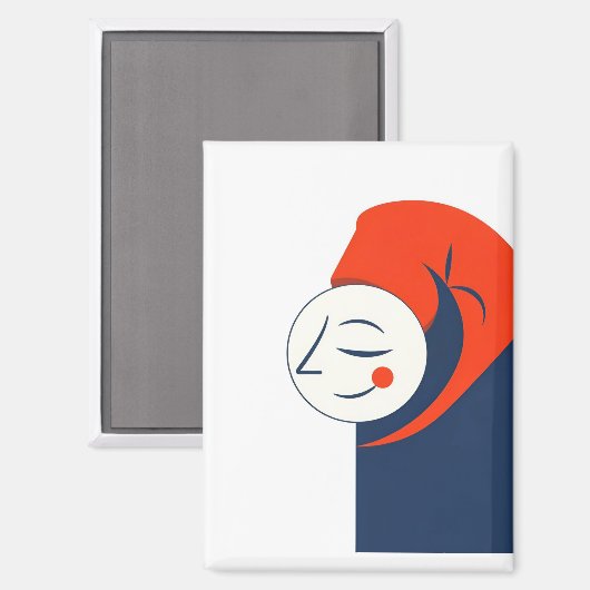 Sleeping man in night cap  magneet (Voorkant / Achterkant)