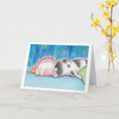 Sleeping Mini Pigs Piglets Folded Greeting Card Kaart (Gele Bloem)
