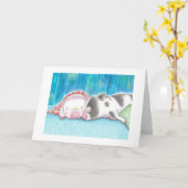 Sleeping Mini Pigs Piglets Gevouwen Wenskaart Kaart (Gele Bloem)