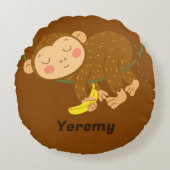Sleeping Monkey Cartoon Round Pillow Rond Kussen (Voorkant)