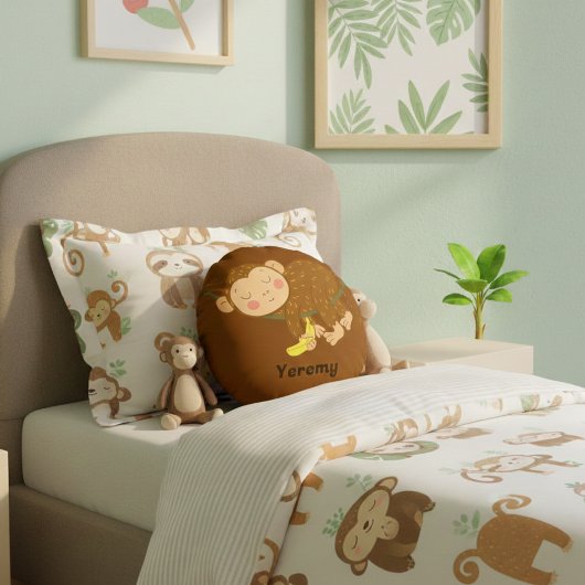 Sleeping Monkey Cartoon Round Pillow Rond Kussen