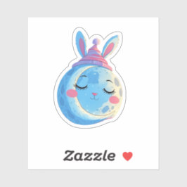 Sleeping Moon Sticker met Bunny Pet en Sparkly S