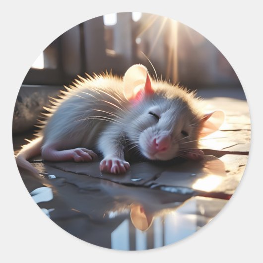 Sleeping Mouse Ronde Sticker (Voorkant)