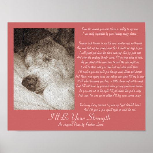 sleeping old akita dog animal sympathy poem poster (Voorkant)