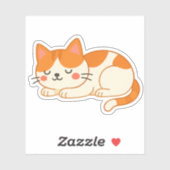 Sleeping Orange and White Cat – Cute Cartoon Style Sticker (Vel)