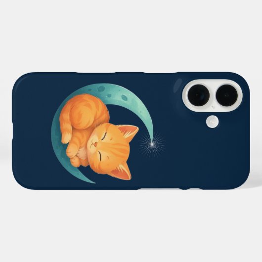 Sleeping Orange Cat on Moon Case (Achterkant (horizontaal))