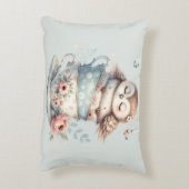 Sleeping Owl in Stacked Floral Teacups Accent Kussen (Achterkant (Verticaal))