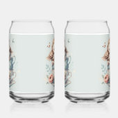 Sleeping Owl in Stacked Floral Teacups Blikvorm Glas (Rechts)