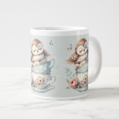Sleeping Owl in Stacked Floral Teacups Grote Koffiekop (Voorkant rechts)