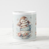 Sleeping Owl in Stacked Floral Teacups Grote Koffiekop (Voorkant)