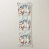 Sleeping Owl in Stacked Floral Teacups Lichaamskussen (Voorkant Verticaal)