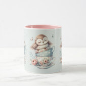 Sleeping Owl in Stacked Floral Teacups Mok (Midden)